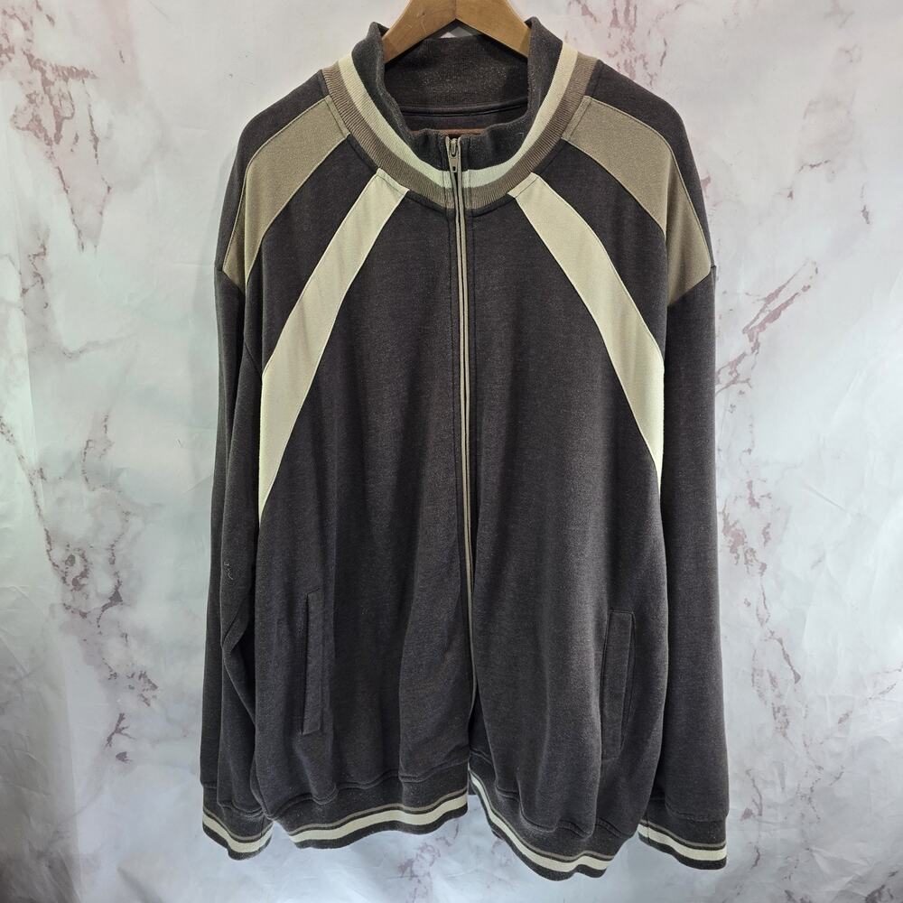 Vintage Jacket Mens 3XL Brown Bomber Full Zip Bowling 70s Sweatshirt Fleece